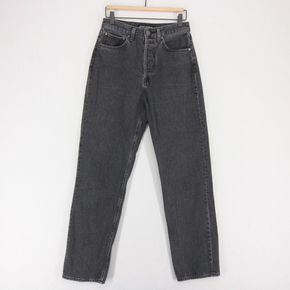 Denim Forum 90s Joni Jeans Womens 27 Black High Rise Wide Leg Button Fly Aritzia